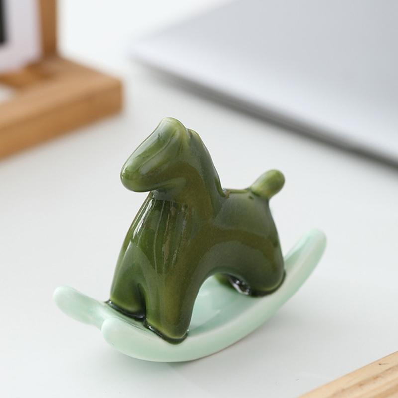 Creative Ceramic Rocking Horse Figurine Exquisited Design Animal Decoration Adds Charm To Any Room