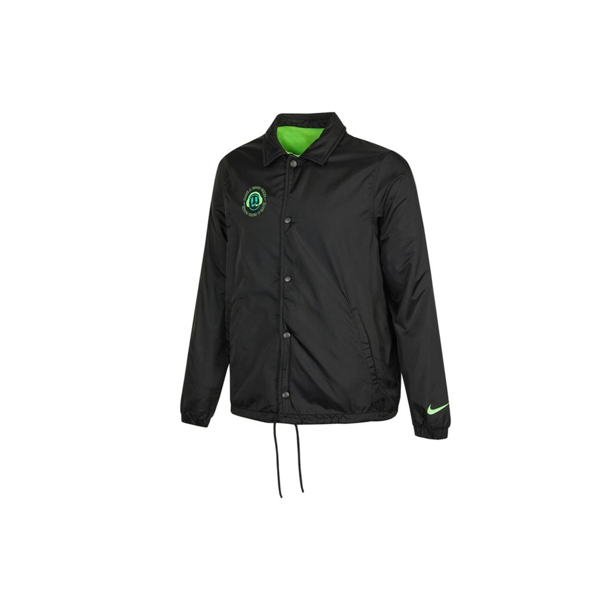 Men s Nike Coaches Fleece Water Repellent Reversible Casual Sports Woven Jacket Black DO6935-010 S