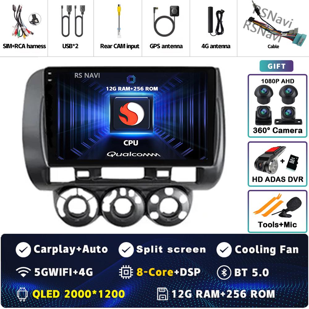 Android 14 Carplay Car Radio For Honda Fit Jazz City 2002 2003 2004 - 2007 Multimedia Video Player Navigation GPS Stereo 2Din BT