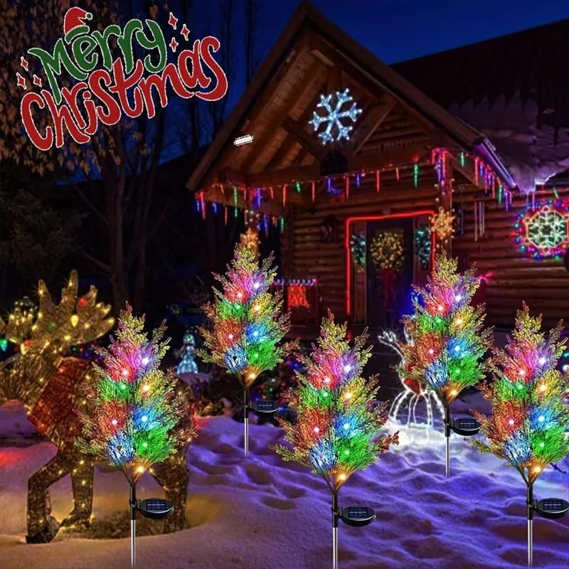 1/2/4PCS Color Solar Christmas pine tree lamp Christmas garden floor lamp suitable for garden passages and Christmas decoration