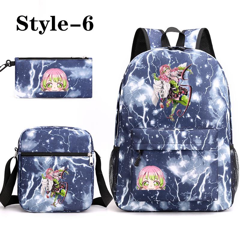 Cute Kanroji Mitsuri 3-Piece Backpack New Anime Kanroji Mitsuri Backpack Shoulder Bag Pencil Bag School 3-Piece Backpack