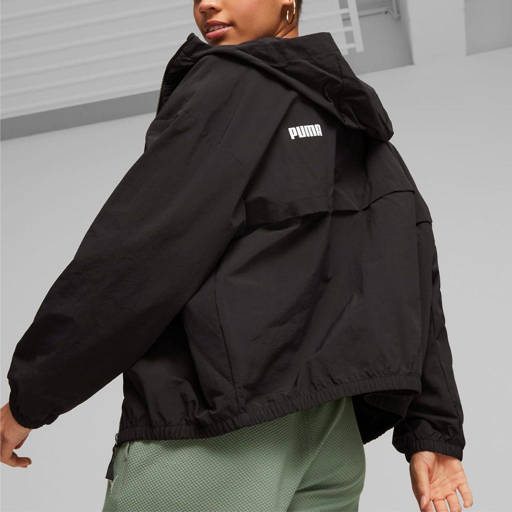 Puma Oversized Hooded Windbreaker Solid Color Casual Jacket Women Jackets Black 675372-01