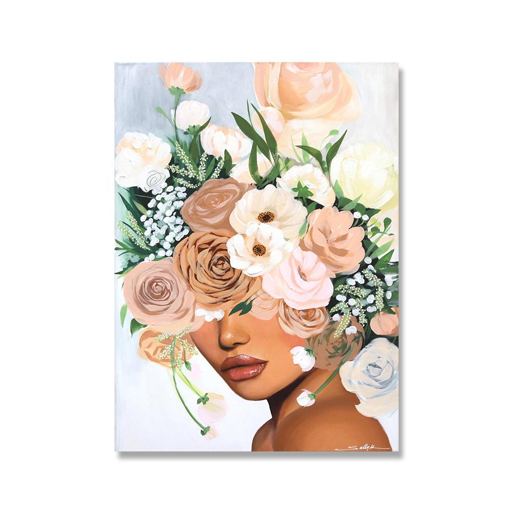Mode Frauen Kopf Blume Wand Kunst Poster Abstrakte Kunstdrucke Sexy Mädchen Leinwand Malerei Moderne Bilder Wohnzimmer Wohnkultur
