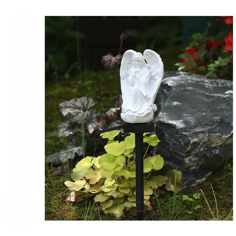 1Pc Solar Angel Lamp Statue Resin Lamp European Decorative Landscape Lamp, Outdoor, Decorative Lawn Floor Lamp