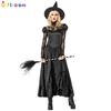 Western Halloween Stage Performance Costume Plus Size Witch Pure Black Jumpsuit Group Lace Stitching Witch Long Skirt