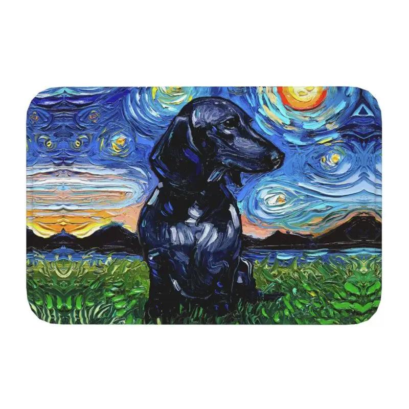 Custom Starry Night Dachshund Dog Doormat Anti-Slip Entrance Kitchen Bathroom Floor Door Mats Bedroom Balcony Carpet Rug