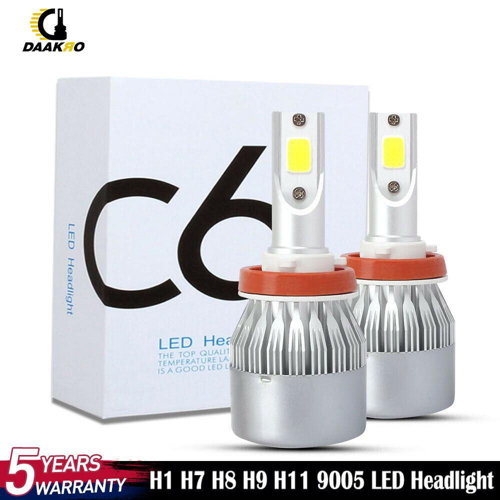 Pair 9005 LED Headlight Kit 9145 60W 18000LM Single Beam Bulbs 6000K White HB3