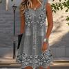 Women's Cowboy Printed Sleeveless Round Neck Dress Loose Soft and Comfortable Plus Size Dress