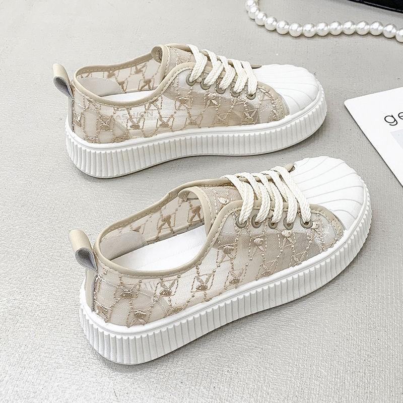 Дышащая белая обувь с сеткой, женская обувь, новые летние универсальные супер популярные кроссовки на платформе для отдыха на платформе 35 хаки