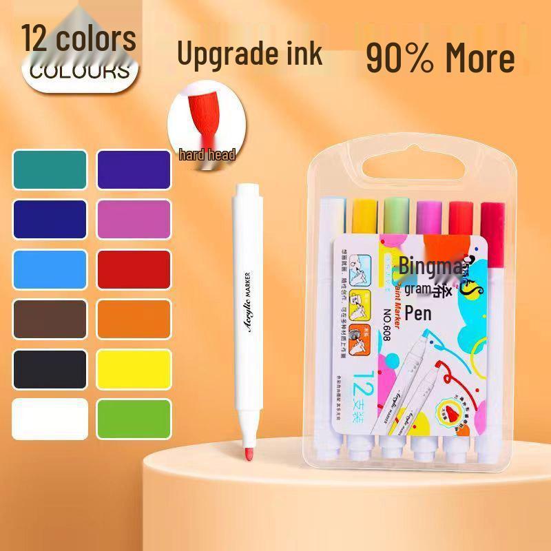 Acrylic Marker Pens with Glass Nib - 12/24/36/48 Colors, Water-Based for Creative DIY Graffiti Painting