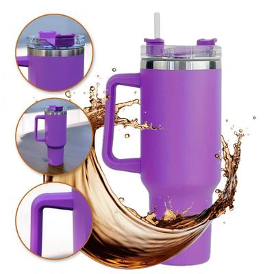 Thermal Mug With Handle Straw Thermos 1L Purple Car Water Bottle