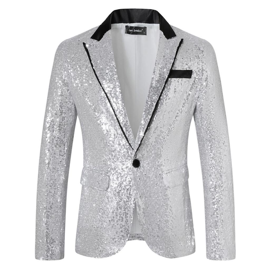 Men's Autumn/Winter Disco Shiny Sequined Jacket Business Suit ZT-X61