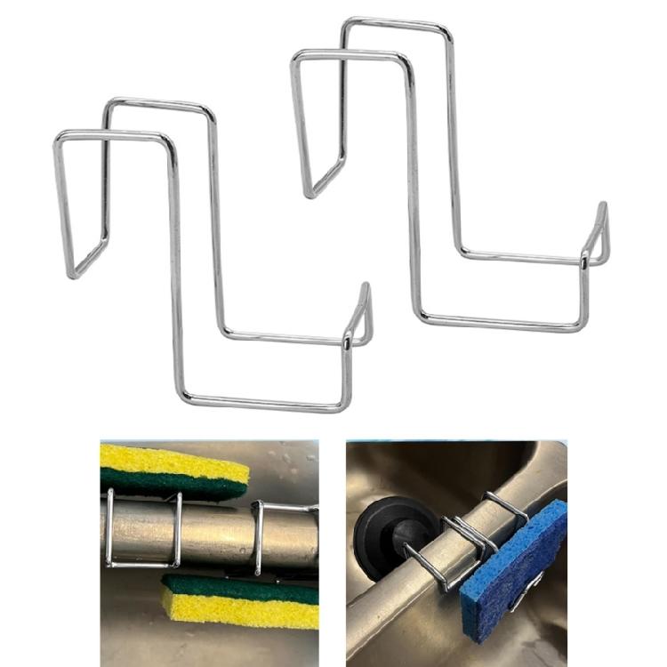 2 Pieces Kitchen Sponge Holder With Flexible Hanging Hook Adjustable Placement for Optimal Space Utilization Near Sink