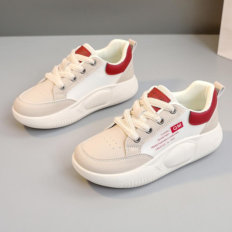 

T397 Новые белые туфли женские весенне-летние с толстой подошвой, увеличенные износостойкими кроссовками, дышащие кожаные износостойкие туфли для досок 35