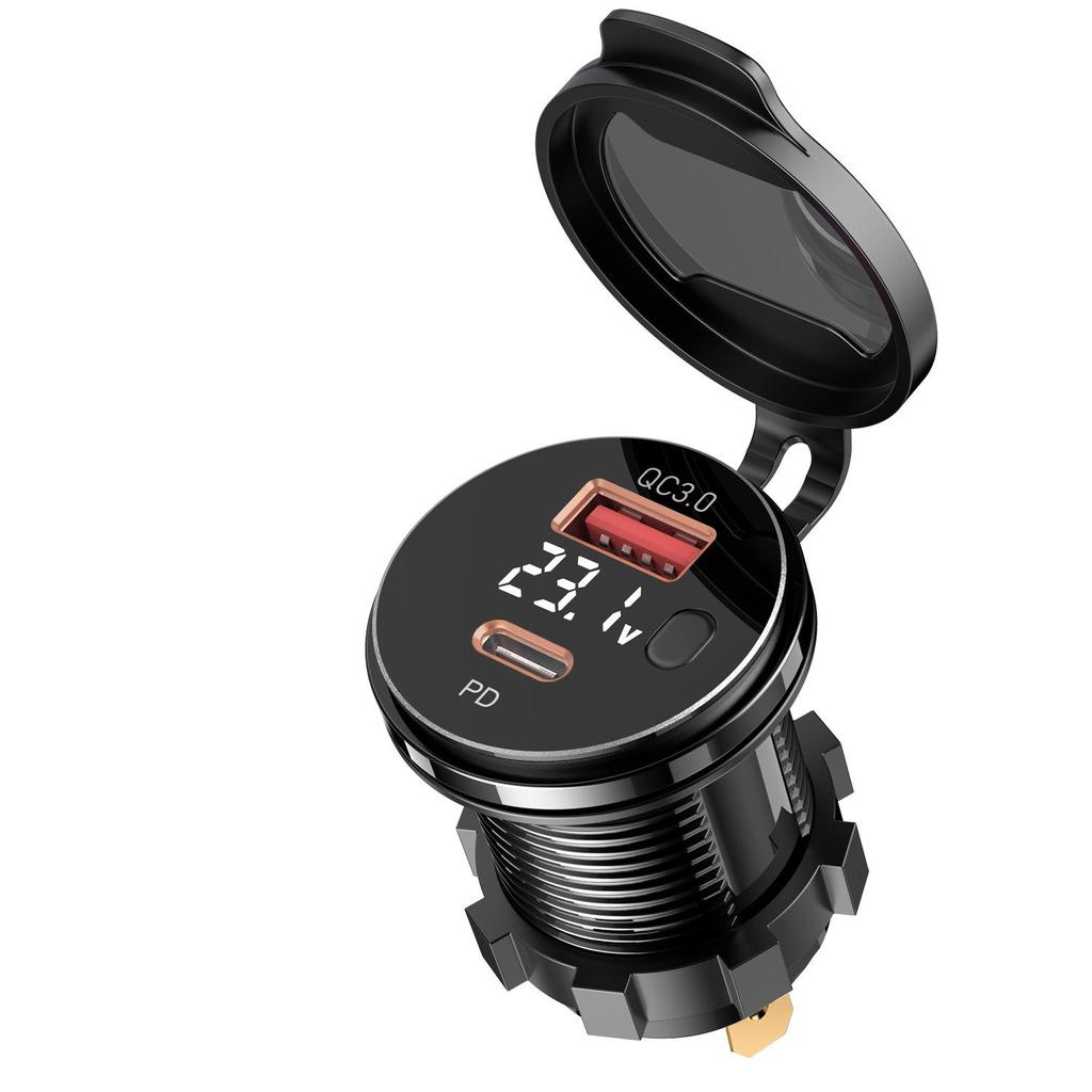 Cross-border Car Charger with PD+QC3.0, Voltage Display & Modified USB Charging