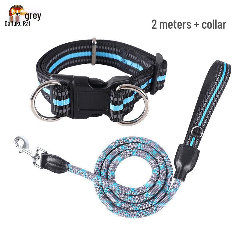 2m Anti-Shock Dog Leash with Collar for Medium & Large Breeds - Golden Retriever & Teddy Training Rope