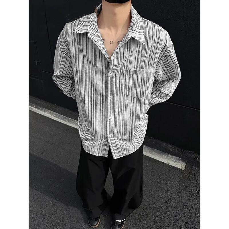 

Мужская весенняя рубашка с длинным рукавом, свободная повседневная слегка эластичная рубашка больших размеров XS черный белый