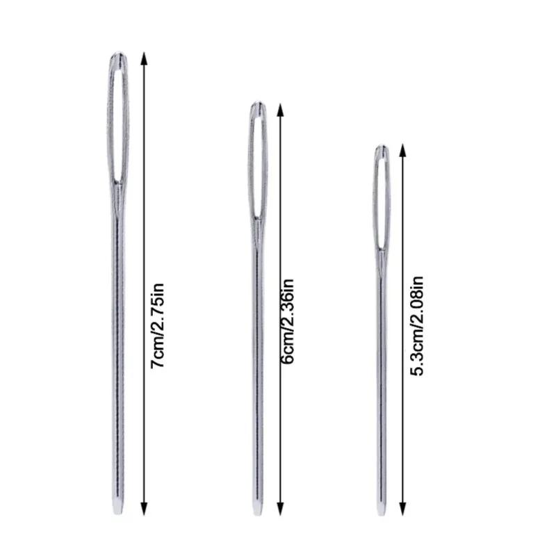50pcs Large Eye Hand Sewing Needles 3 Sizes Blunt and Pointed Tips Multipurpose Tools for Embroidery Stitching Craft Accessories