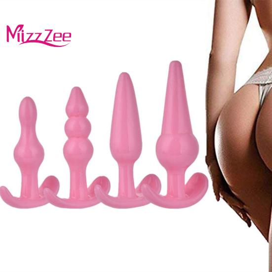 Mizz Zee 4-teiliges Analplug-T-Bar-Basis-Po-Flirt-Massagegerät für Paar-Masturbationssex