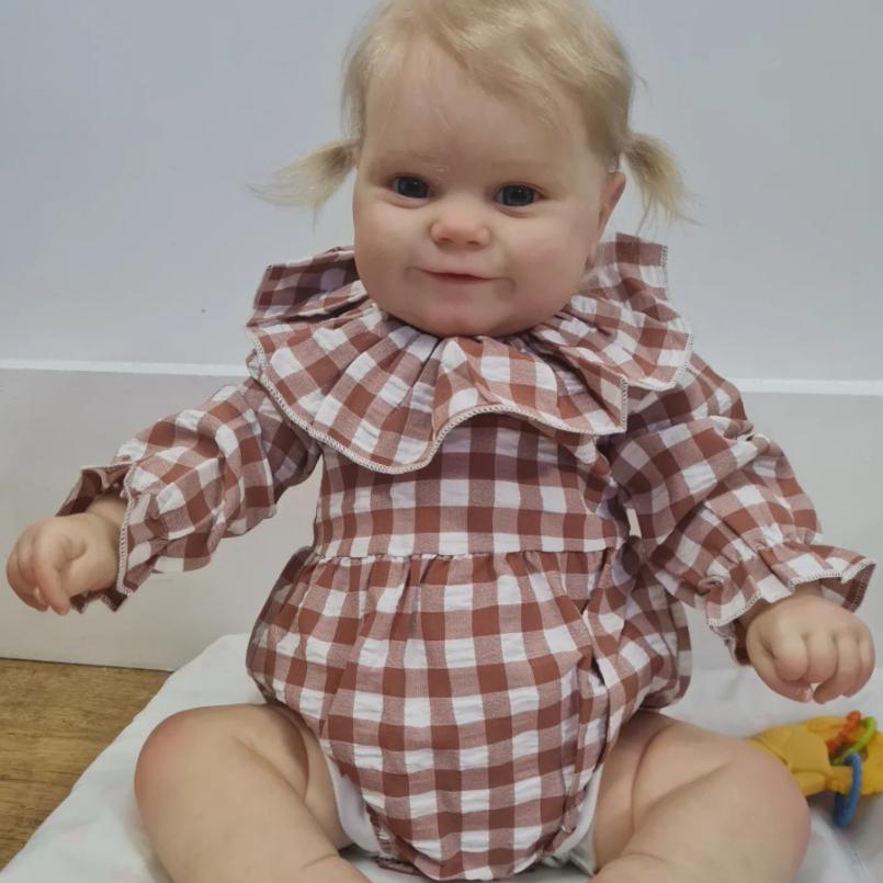 

BZDOLL 60 CM 24inch Soft Vinyl Reborn Baby Popular Maddie Cloth Body Big Size Doll for Girl 3D Paint Skin with Vein Princess Toddler Bebe cloth body doll