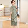 Mom's Stylish 2026 Summer Chinese Qipao Dress: Modern Short-Sleeved Chiffon for Middle-Aged & Elderly Women