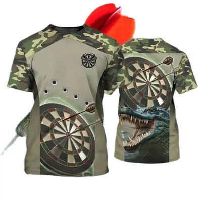 Darts Roulette T-Shirt Herren Bar Club Sport Party Wettkampfspiele Rundhals Kurzarm Schnelltrocknend Große Größe 3D Fashion Top