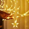 Solar LED Colorful Flashing Star & Moon Curtain Lights for Shop Windows and Outdoor Decor