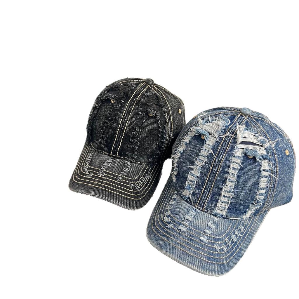 New personalized hole cowboy baseball cap spring and autumn old hole grinding old Internet celebrity leisure shade cap