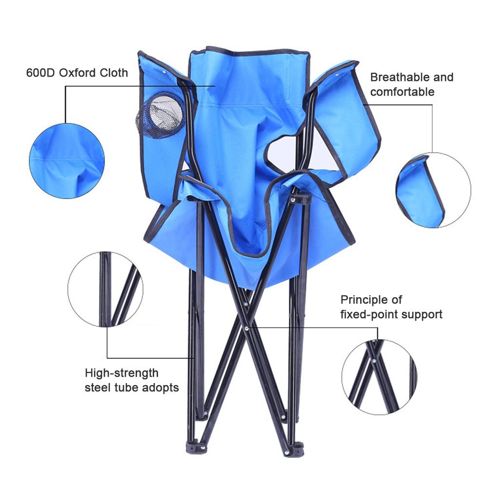 Outdoor Camping Chair Portable Folding Lawn Chair with Armrest Cup Holder Storage Bag for Camping Hiking Fishing Beach