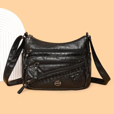 Borsa da donna Borsa a spalla in pelle morbida Grande capacità Doppio strato Borsa a tracolla