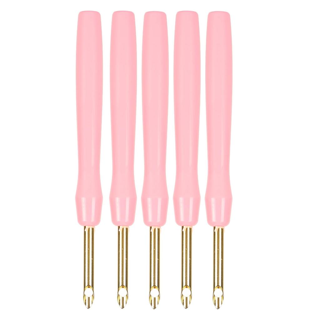5pcs Punch Needle Ergonomic Handle 5.0mm Punch Needle Pen for Sewing Embroidery Craft Pink