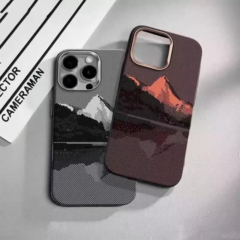 Magnetic Carbon Fiber Phone Case IPhone 16 Pro Max 15 With Kevlar Texture Anti-Slip Shockproof Skin