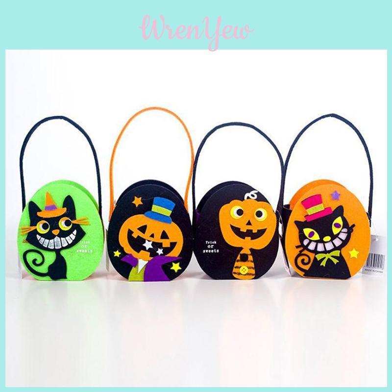Colorful Felt Halloween Candy Bag For Trick Or Treat Fun With Pumpkin Design