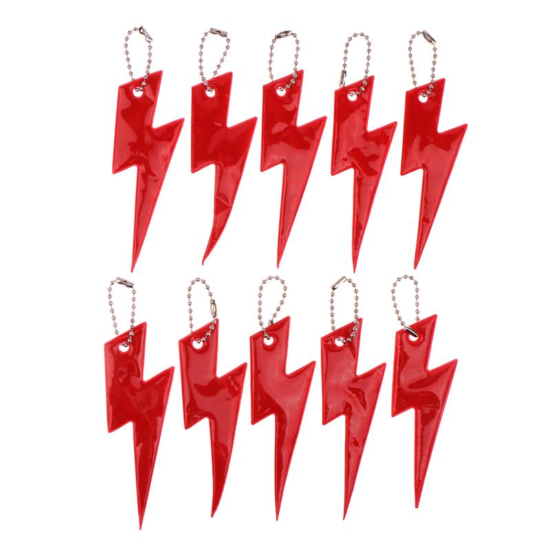 10Pcs Reflective Lightning Keychain High Brightness Reflective Night Keyring Portable Night Safety Key Chain Student Bag Pendant