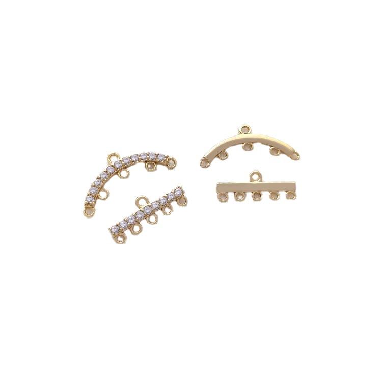 14K Gold-Filled CZ-Set Arched Bar Tassel Earring DIY Pendant Accessories