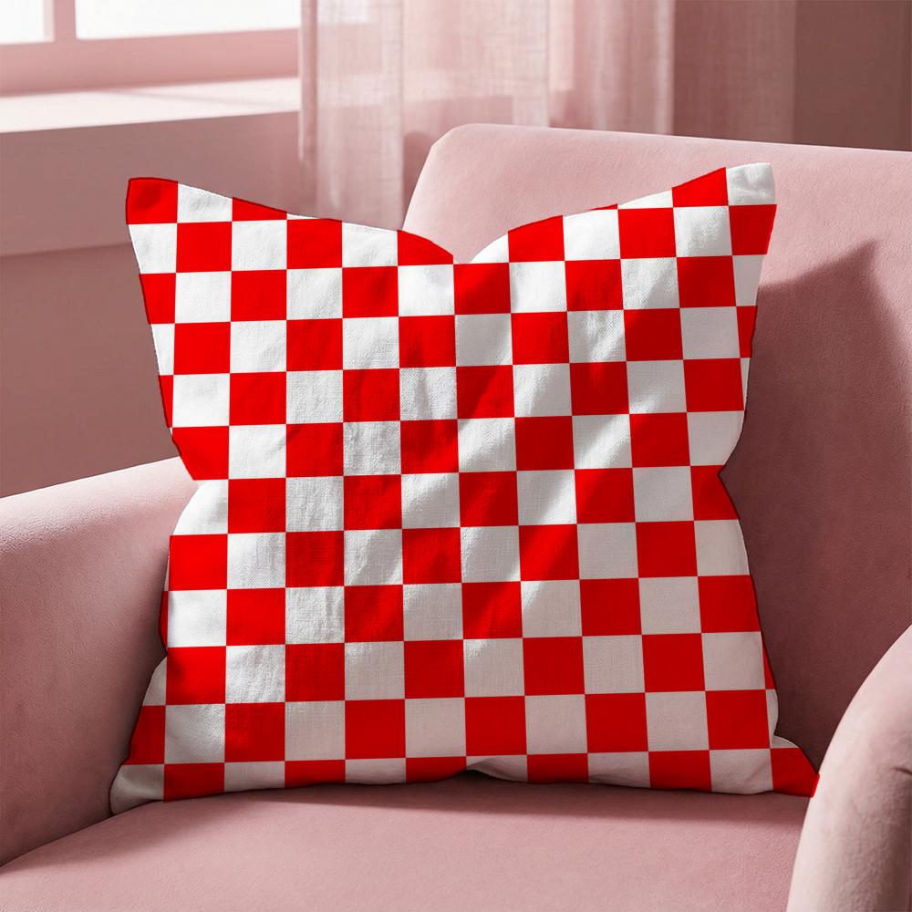 Checkerboard Cushion Cover MultiScene Pillow Cover for Home Car Reversible Soft Durable for Daily Use