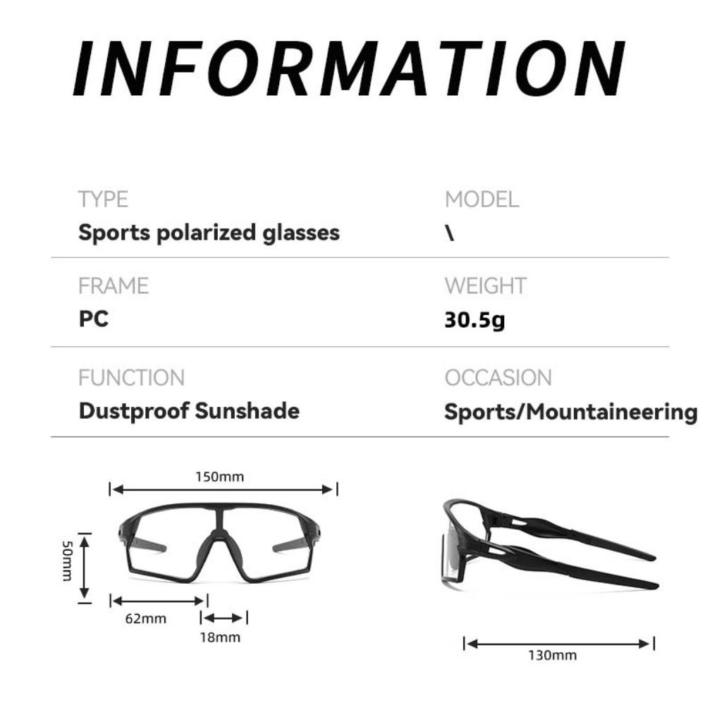 UV400 Photochrome Radsportbrille Hochgeklappt Sportsonnenbrille Photochrome Fahrradbrille Sommer