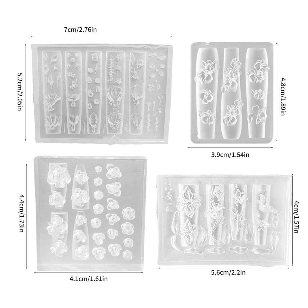 Multipurpose Nail Art Silicone Mould for 3D Designs Butterfly Flower Rose Patterns Portable for Acrylic Craft Supplies