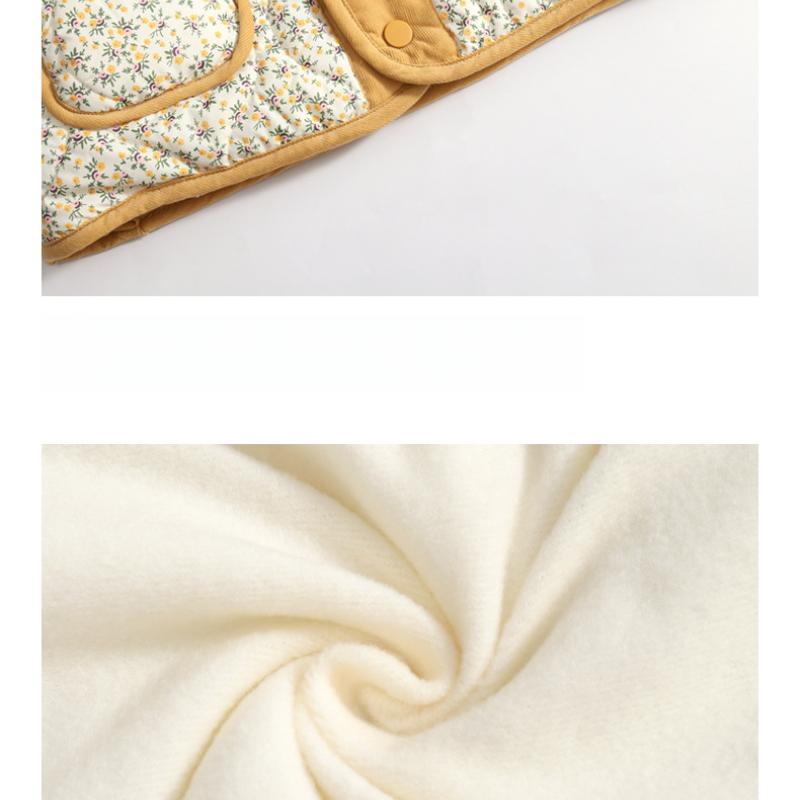 New Design Girls Winter Korean Style Floral Cotton-Padded Corduroy Three-Color Floral Cotton Jacket