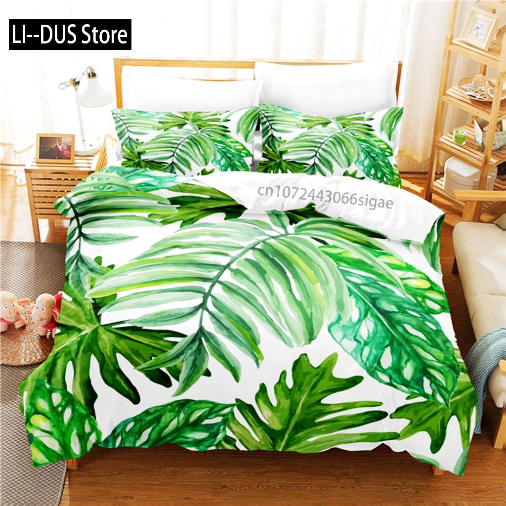 

Comforter Banana Leaves Bedding Set 3D Bedding Digital Printing Queen Size Bedding Set Fashion Design Comforter (quilt)-EU Single(135*200cm)3pcs