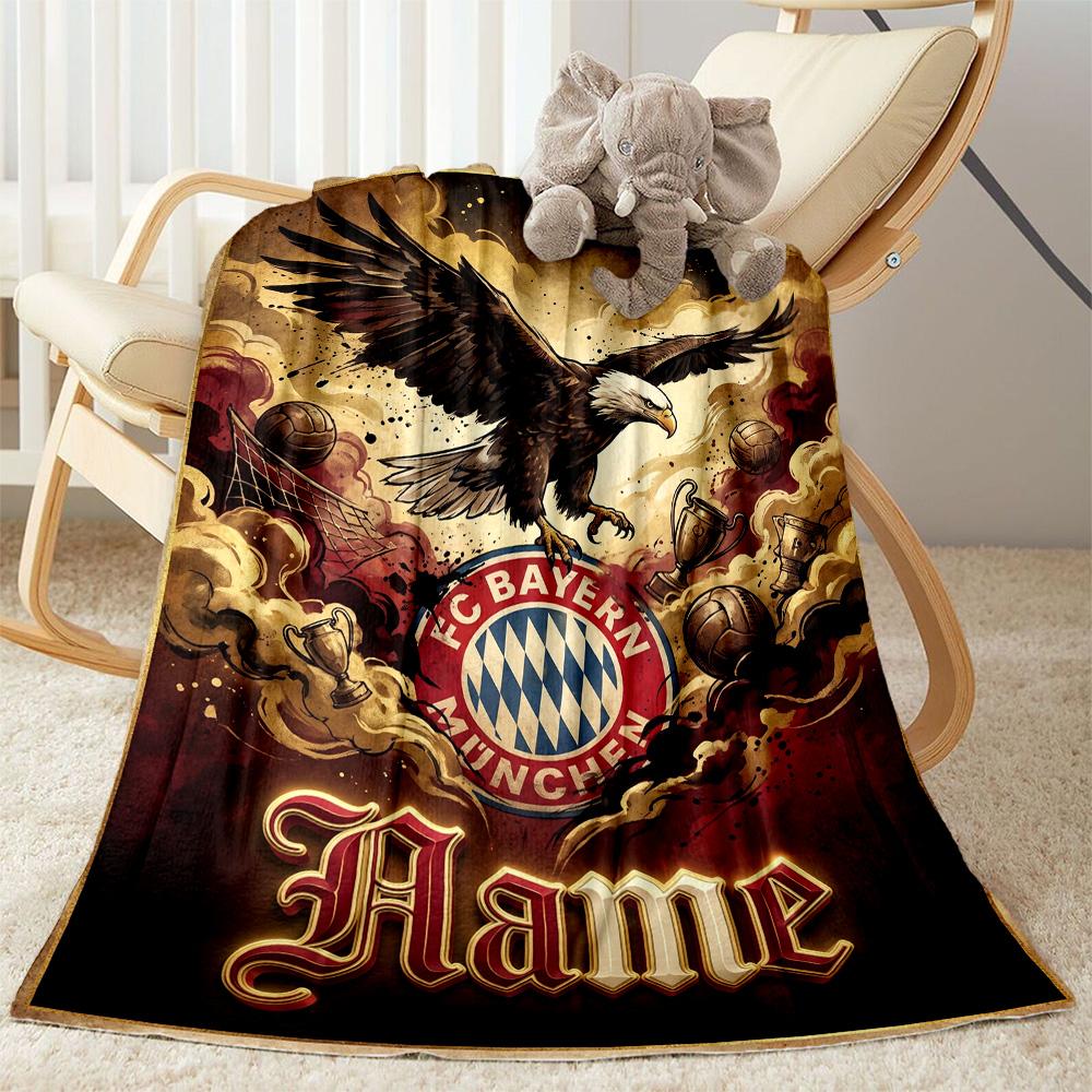 Bayern Munich Poster Personalized Name Blanket Throw Personalized Blanket Soft & Cozy Throw For Livingroom Sofa Bed Seaside All-Season Use