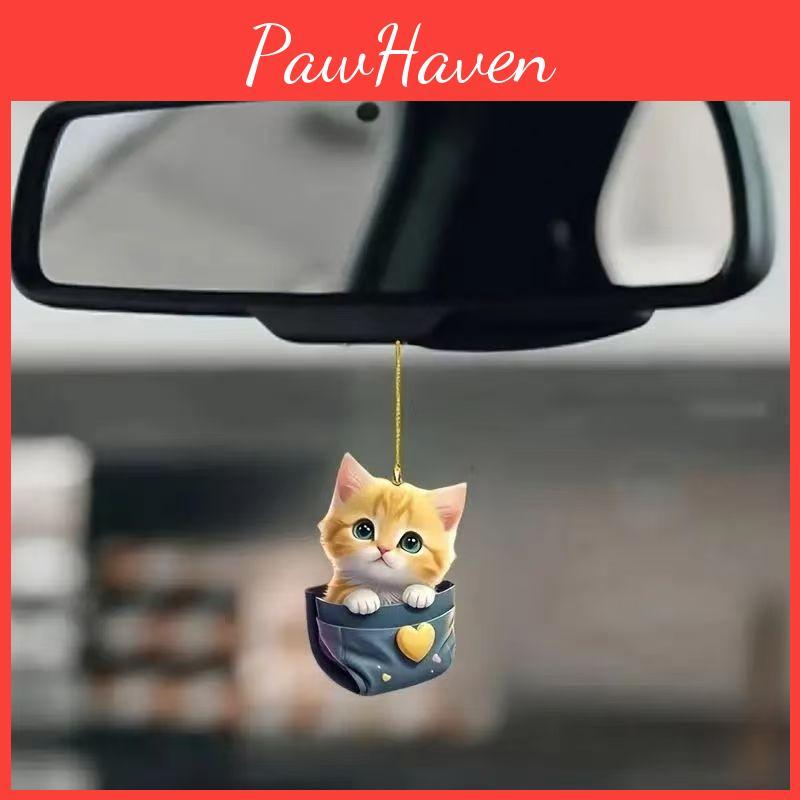 Car Decor Acrylic Cute Cat Interior Mirror Hanging Ornament For Kid Interior