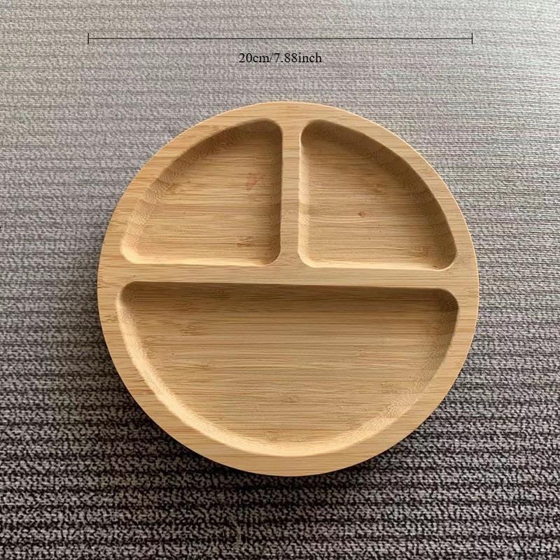 Wooden Divided Serving Trays Bamboo Fruit Tray with 5 Compartments Round Serving Tray for Party Dishes Snacks Dried Fruits