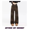 Unisex Retro-Freizeithose mit geradem Bein und Leopardenmuster
