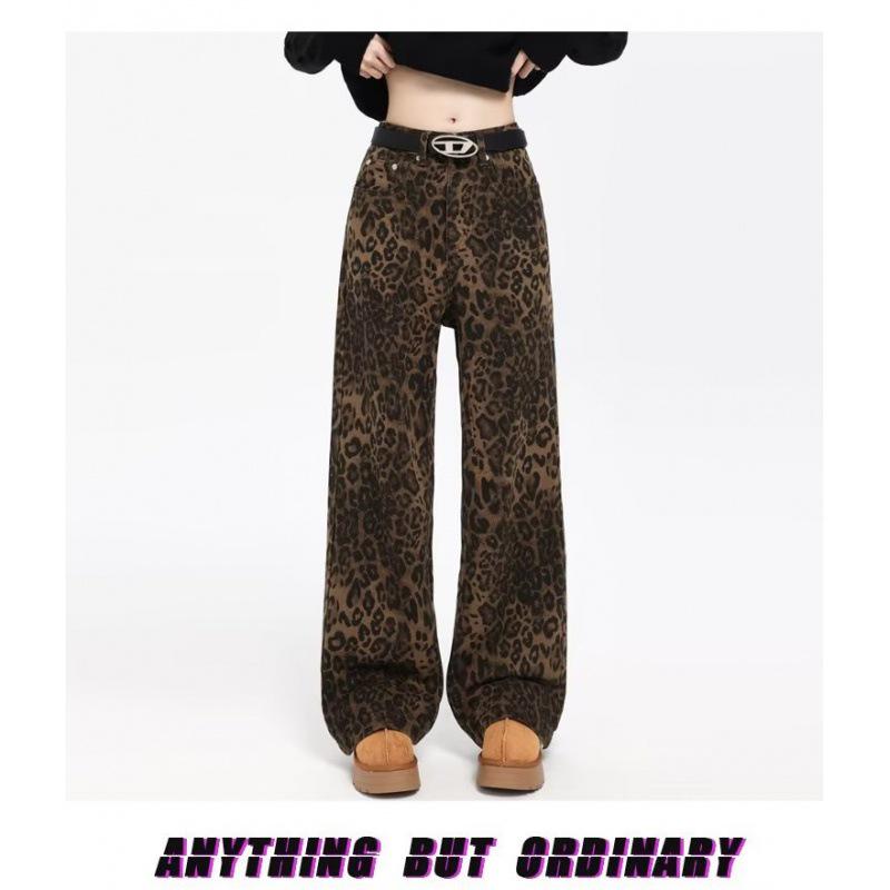 Unisex Retro-Freizeithose mit geradem Bein und Leopardenmuster
