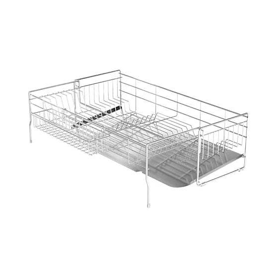 Sign Kingdom Extendable Stainless Steel Dish Drying Rack, Large Capacity, Over-the-Sink, Horizontal Placement, Kitchen Storage, Includes Chopstick