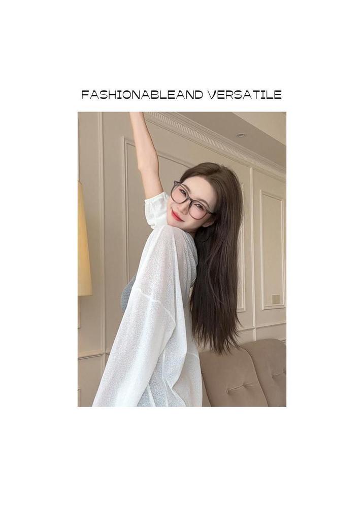 Women's Summer Sun Protection Loose Knit Cardigan - Korean Style, Long Sleeve, Casual Air Conditioning Cover-Up.