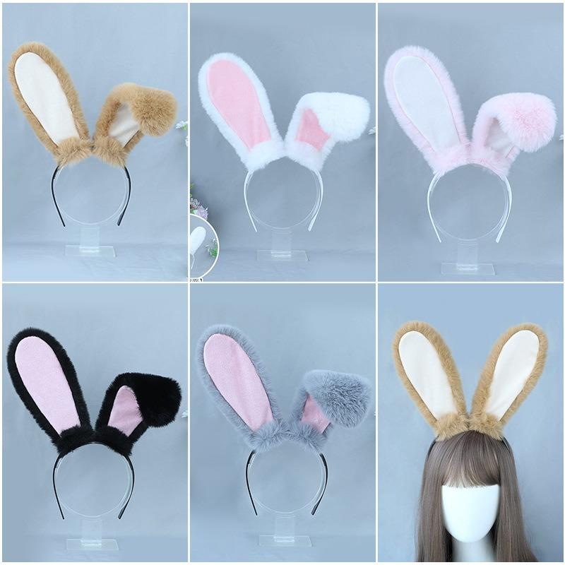 Lowering Ear Rabbit Hair Accessories Cosplay Pug Poodle Ears Tail Handmade Simulation Plush Headband