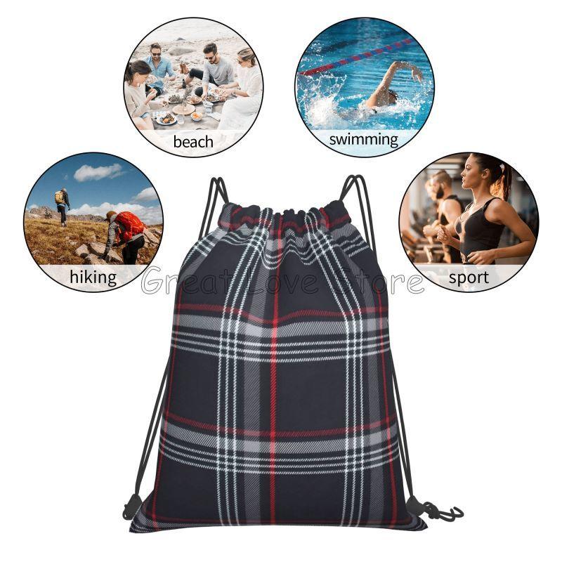 Custom GTI Tartan Drawstring Backpack Women Men Lightweight Foldable Sport Gym Sackpack Portable Sacks for Training