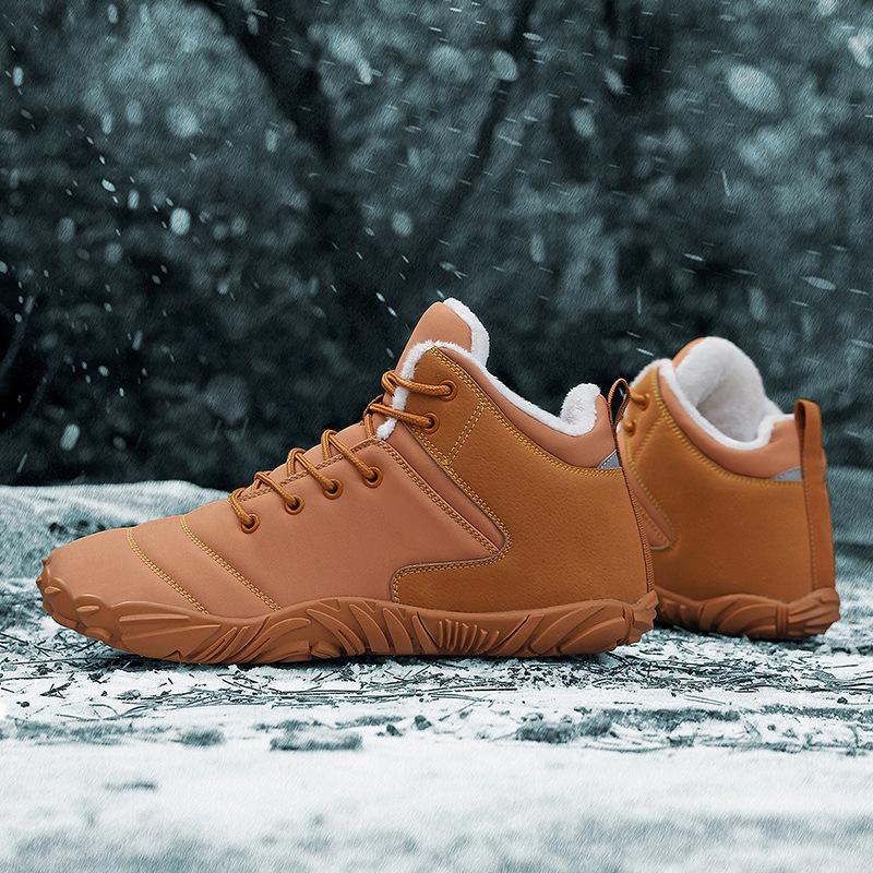 Outdoor winter snow boots men's waterproof barefoot five-finger cotton shoes women's velvet thickened warm non-slip cotton boots